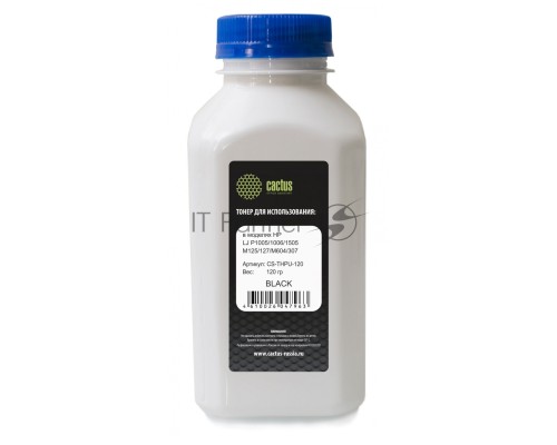 Тонер Cactus CS-THPU-120 черный флакон 120гр. для принтера HP LJ P1005/1006/1505/M125/127/M604/307/608