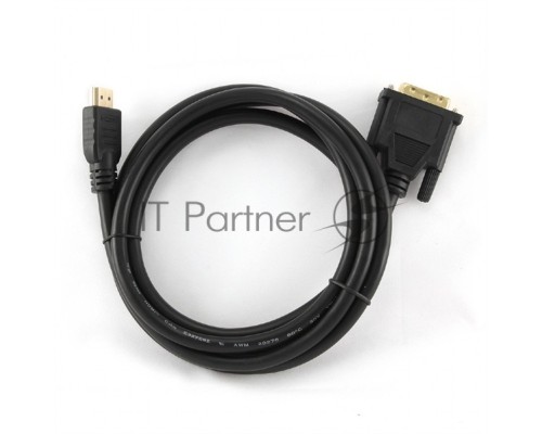 Кабель HDMI-DVI Cablexpert CC-HDMI-DVI-6, 19M/19M, single link, медь, позол.разъемы, экран, 1.8м, черный, пакет
