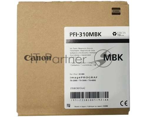 Картридж струйный Canon PFI-310 MBK 2358C001 черный матовый (330мл) для Canon TX-2000/TX-3000/TX-4000