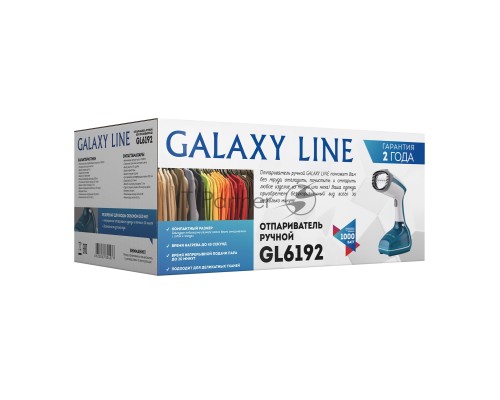 Отпариватель Galaxy Line GL 6192, синий с белым, ручной, 1000 Вт, постоянная подача пара до 25 г/мин