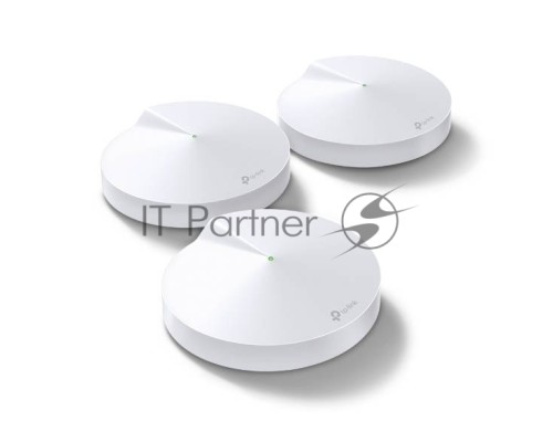 Маршрутизатор TP-Link TP-Link DECO M5(3-PACK) AC1300 Домашняя Wi-Fi система, чипсет Qualcomm, два диапазона (Dual-Band), поддержка стандартов 802.11ac/a/b/g/n, 717 МГц четырёхъядерный процессор, Bluetooth 4.2, 2 гигабитных порта Ethernet, 1 порт USB Type