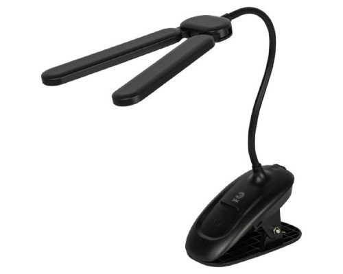 [Настольные светильники] ЭРА Б0057208 Настольный светильник NLED-512-6W-BK светодиодный аккумуляторный на прищепке черный