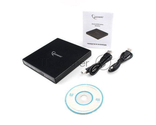 Оптический привод внешний с интерфейсом USB Gembird DVD-USB-02 пластик, черный