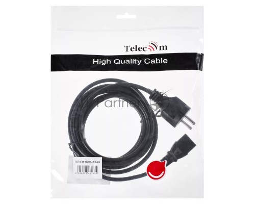 Кабель компьютер - розетка 3m 220V (Европейский стандарт) VCOM/TELECOM