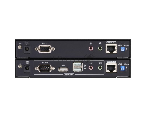 Удлинитель, KVM USB 2xDVI Single Link+AUDIO+RS232, 100 м., 1xUTP, макс.разр.1920х1200 60Hz 90м Cat5e;100м Cat6/6a /1080p 100м HDBaseT;1920x1200 150м cat6/6a LongReach HDBaseT, 2xDVI-D+2MINIJACK+DB9+USB B>3xUSB A, бп 220> 5V,,[ATEN CE624-AT-G]