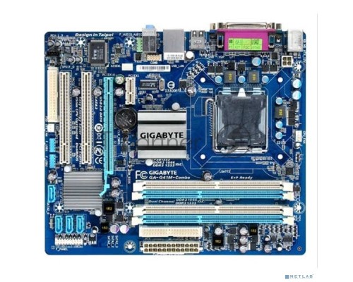 Материнская плата GIGABYTE GA-G41M-COMBO-GQ (rev.3), LGA 775, Intel G41, 4xDDR2/DDR3, 4xSATA, 0xM.2, 1xPCI-E 1.1 x16, 1xPCI-E 1.1 x1, 1xVGA, 1x 1Gb LAN, 4xUSB 2.0, 3x3.5 мм, 5.1, Micro ATX