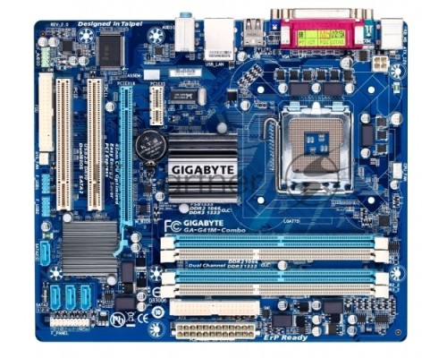 Материнская плата GIGABYTE GA-G41M-COMBO-GQ (rev.3), LGA 775, Intel G41, 4xDDR2/DDR3, 4xSATA, 0xM.2, 1xPCI-E 1.1 x16, 1xPCI-E 1.1 x1, 1xVGA, 1x 1Gb LAN, 4xUSB 2.0, 3x3.5 мм, 5.1, Micro ATX