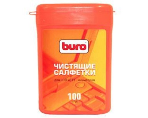 [Чистящие средства] Туба с чистящими салфетками, для LCD, TFT-мониторов, BURO BU-tft 100шт. [817436]