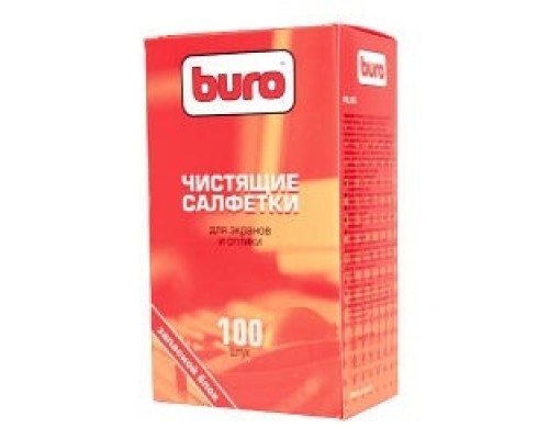 [Чистящие средства] Запасной блок к тубе с чистящими салфетками для экранов и оптики BURO BU-ZSCREEN, 100шт.[817446]