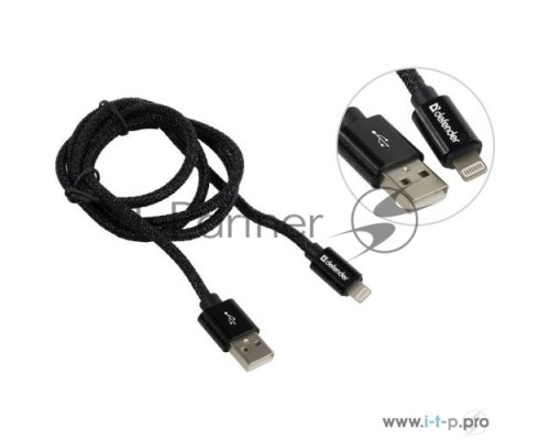 Кабель LIGHTNING TO USB2 1M BLACK ACH01-03T 87808 DEFENDER