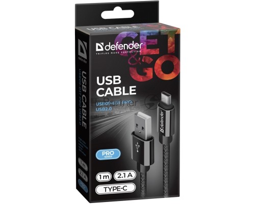 Кабель USB2.0 TO TYPE-C DEFENDER 1M BLACK USB09-03T 87814