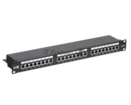 Патч-панель 1U кат.6 STP, 24 порта (IDC Dual), с кабельным органайзером ITK
