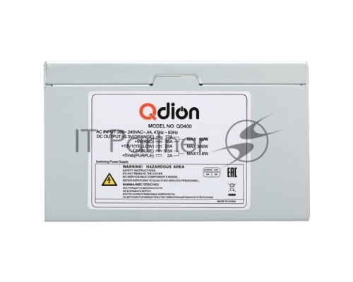Блок питания 400Вт QDION ATX 400W, 120mm, 3xSATA, 1xPCI-e, nonPFC