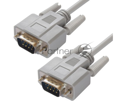 Кабель Greenconnect 15.0m 0-модемный COM, DB9/DB9  9M/9M, серый, 30 AWG, GCR-DB902-15m