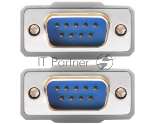 Кабель Greenconnect 15.0m 0-модемный COM, DB9/DB9  9M/9M, серый, 30 AWG, GCR-DB902-15m