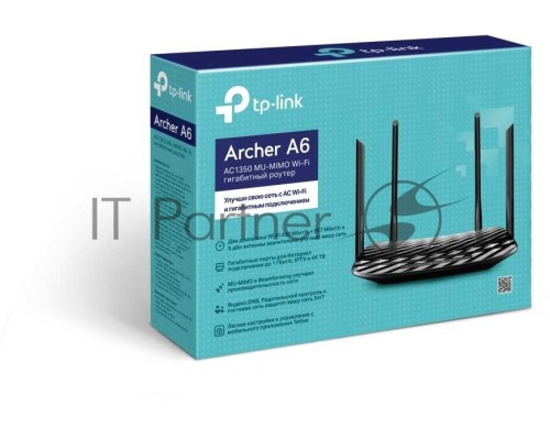 Роутер беспроводной TP-Link Archer A6 AC1350 10/100/1000BASE-TX черный