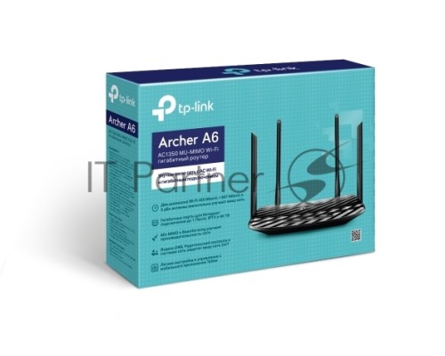 Роутер беспроводной TP-Link Archer A6 AC1350 10/100/1000BASE-TX черный