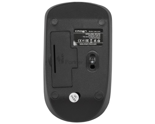 Мышь беспроводная Crown CMM-336W черный, 1600 dpi, радиоканал, USB, кнопки - 4