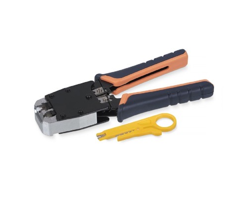 [Cabeus Монтажный инструмент] Cabeus HT-500 Инструмент обжимной для RJ-45 (8р8с), RJ-11/12 (6р6с, 6р4с, 6р2с), профессиональный