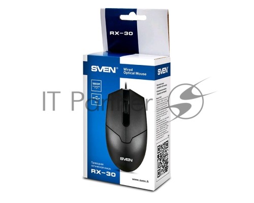 Мышь проводная SVEN RX-30 черный, 1000 dpi, USB, кнопки - 3