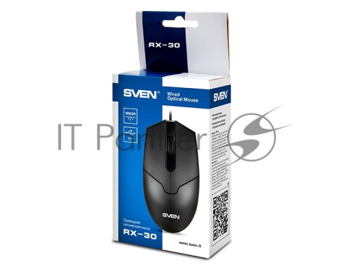 Мышь проводная SVEN RX-30 черный, 1000 dpi, USB, кнопки - 3
