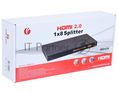 Разветвитель HDMI Spliitter 1=>8  2.0v, VCOM <DD428>