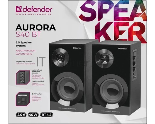 Колонки DEFENDER Aurora S40 BT 2.0 40Вт, bluetooth, 220В  65240
