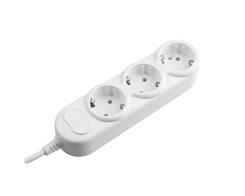 [Сетевые фильтры] PowerCube Удлинитель (PC-3-3М) 3.0м, 3 розетки, 10А, без выключателя, белый