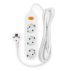 PowerCube Удлинитель (PC-2-3M) 3.0м, 3 розетки, 10А, с выключателем, белый