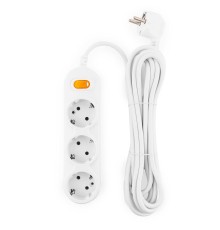 PowerCube Удлинитель (PC-2-5M) 5.0м, 3 розетки, 10А, с выключателем, белый