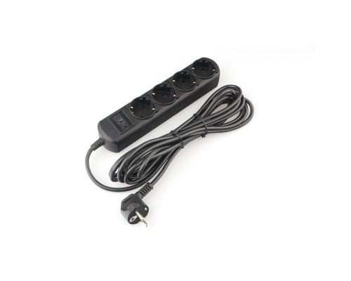 [Сетевые фильтры] PowerCube Удлинитель (PC-1B-7M) 7.0м, 4 розетки, 10А, без выключателя, черный графит