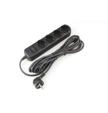 PowerCube Удлинитель (PC-2B-3M) 3.0м, 4 розетки, 16А, без выключателя, черный графит