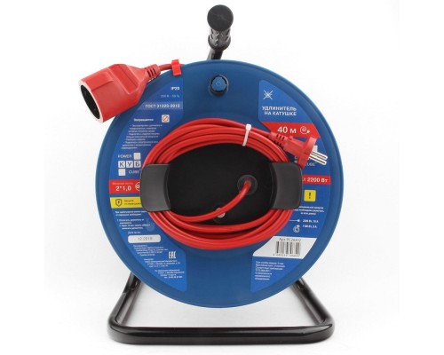 [Сетевые фильтры] PowerCube Удлинитель на пласт.катушкуе (PC20202) 40м, 1 розетка б/з, 10А