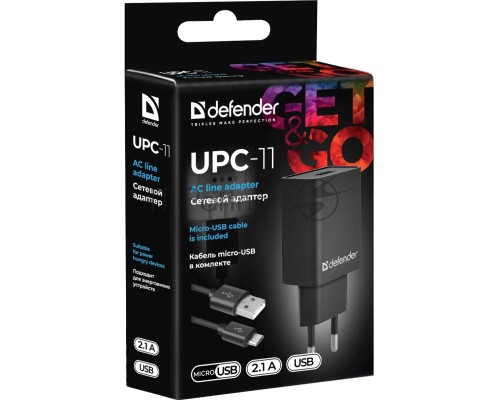 Сетевой адаптер Defender 1xUSB,5V/2.1А, кабель micro-USB (UPC-11) (83556)