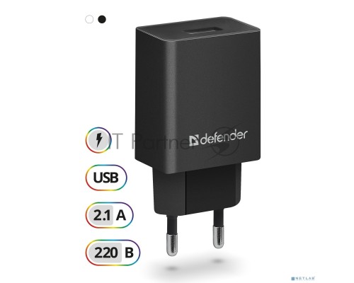 Сетевой адаптер Defender 1xUSB, 5V/2.1А, пакет, черный (EPA-10) (83572)