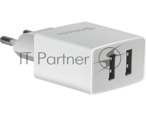 Сетевой адаптер Defender 2xUSB, 2.1А , белый (UPA-22) (83580)