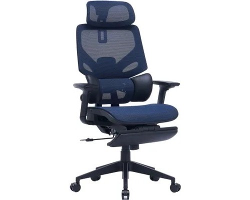 [Игровые кресла] Кресло Cactus CS-CHR-MC01-BL синий сет./эко.кожа с подголов. крестов. пластик подст.для ног