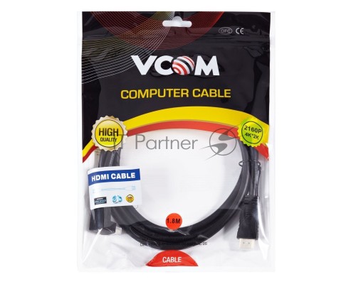 Кабель VCOM CG523-1.8M HDMI<=>HDMI-угловой коннектор 90град 1.8м, 2.0V