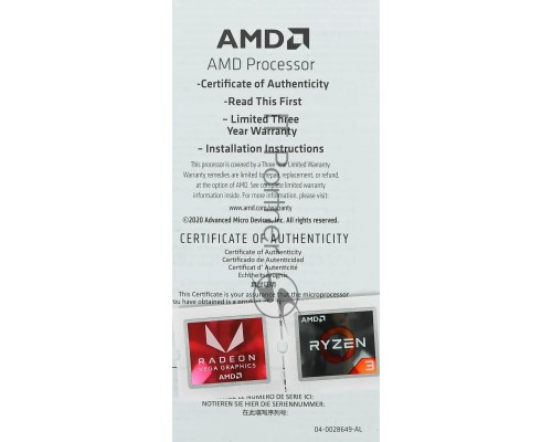 Процессор AMD Ryzen 3 3200G Soc-AM4 4.0GHz BOX