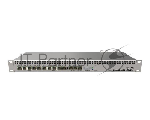 Маршрутизатор MikroTik RB1100AHx4 with Annapurna Alpine AL21400 Cortex A15 CPU (4-cores, 1.4GHz per core), 1GB RAM, 13xGbit LAN, RouterOS L6, 1U rackmount case, Dual PSU