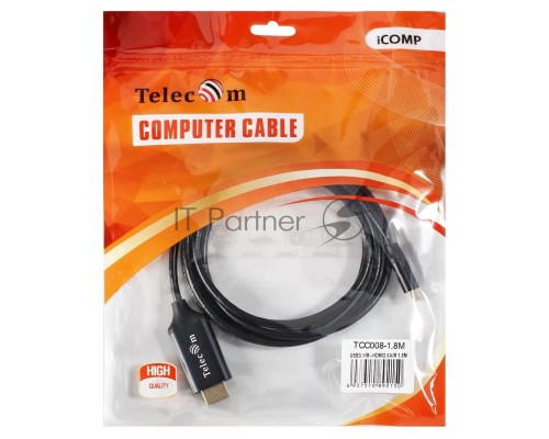 Кабель Telecom USB3.1 Type-Cm --> HDMI A(m) 4K@60Hz, 1.8m <TCC008-1.8M>