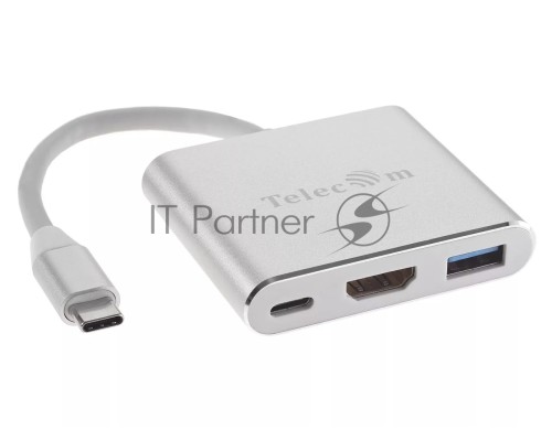 Кабель-концентратор Telecom USB3.1 TypeCm -->HDMI+USB3.0 +PD charging 4K@30Hz <TUC010>