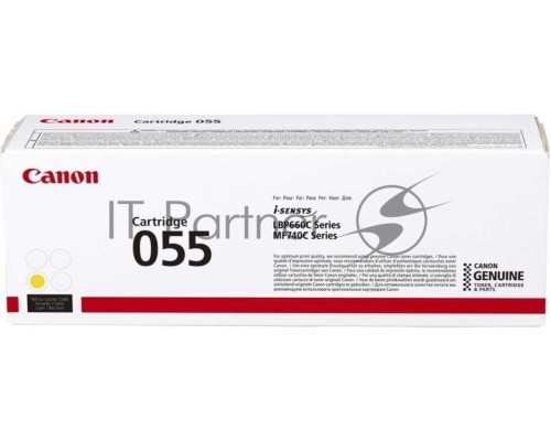 Картридж лазерный Canon 055 Y 3013C002 желтый (2100 стр.) для Canon MF746Cx/MF744Cdw/MF742Cdw/LBP664Cx/663Cdw