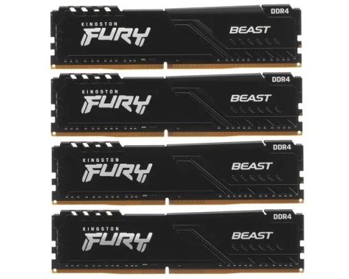 [Модуль памяти] Kingston DRAM 64GB 3200MHz DDR4 CL16 DIMM (Kit of 4) FURY Beast Black EAN: 740617319835