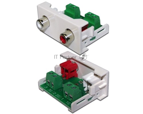 Вставка Mosaic 22.5x45 2xRCA Stereo Audio, белая
