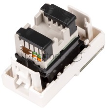 Вставка Mosaic 22.5x45, RJ-45 UTP, кат.5e, со шторкой и увеличенным окном маркировки, белая