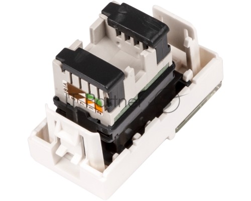 Вставка Mosaic 22.5x45, RJ-45 UTP, кат.5e, со шторкой и увеличенным окном маркировки, белая