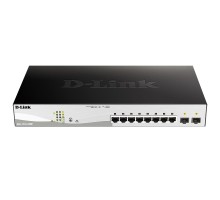 D-Link DGS-1210-10MP/FL2A Управляемый L2 коммутатор с 8 портами 10/100/1000Base-T и 2 портами 1000Base-X SFP (8 портов PoE 802.3af/at, PoE-бюджет 130 Вт)