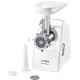 Мясорубка Bosch MFW3910W CompactPower, 1900Вт, 2,3 кг/мин, цвет: белый, механическая за щита от перегрузки, 1 скор. Комплект: 2 диска для фарша, насадка для кол басок