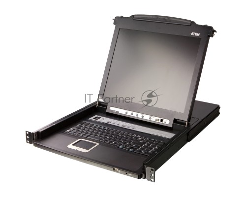 Переключатель-KVM 8-портовый IP  с ЖК-дисплеем Slideaway/ATEN SINGLE RAIL 8P PS/2-USB LCDKVMP 17INCH WIH IP